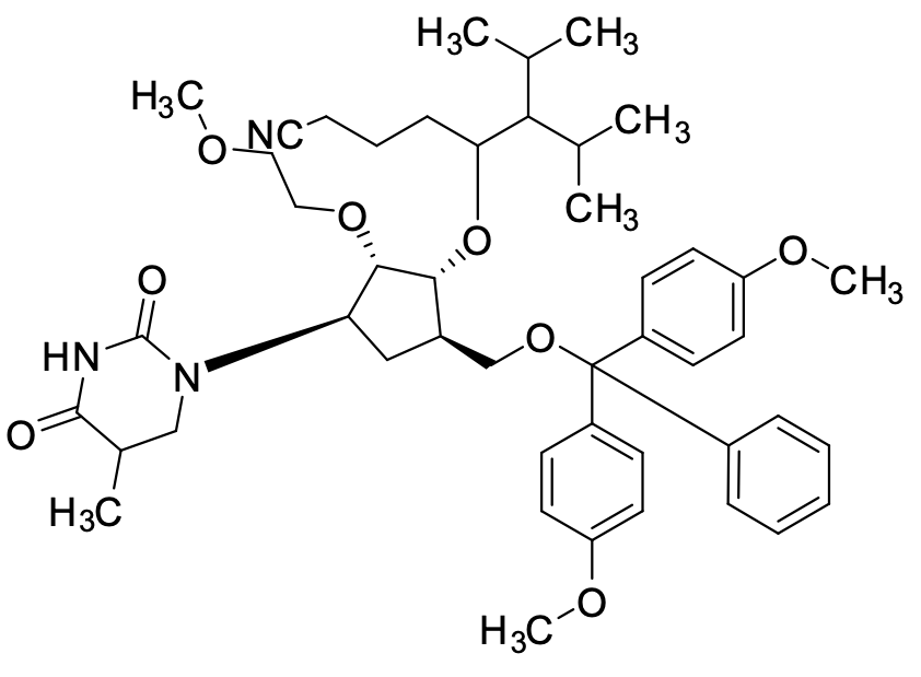 [163878-63-5] (2R,3R,4R,5R)-2-((双(4-甲氧基苯基)(苯基)甲氧基)甲基)-4-(2-甲氧基乙氧基)-5-(5-甲基-2,4-二氧代-3,4-二氢嘧啶-1(2H)-基)